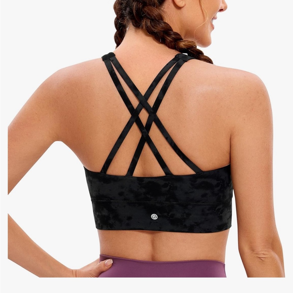 CRZ YOGA Butterluxe Strappy High Neck Longline Sports Bra - Padded